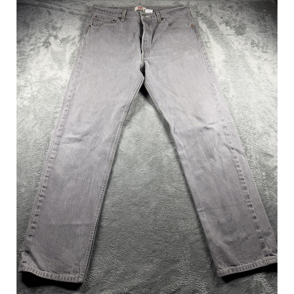 Levi's 501 Jeans Mens 36x34 Gray Straight Leg Button Fly Cotton Denim